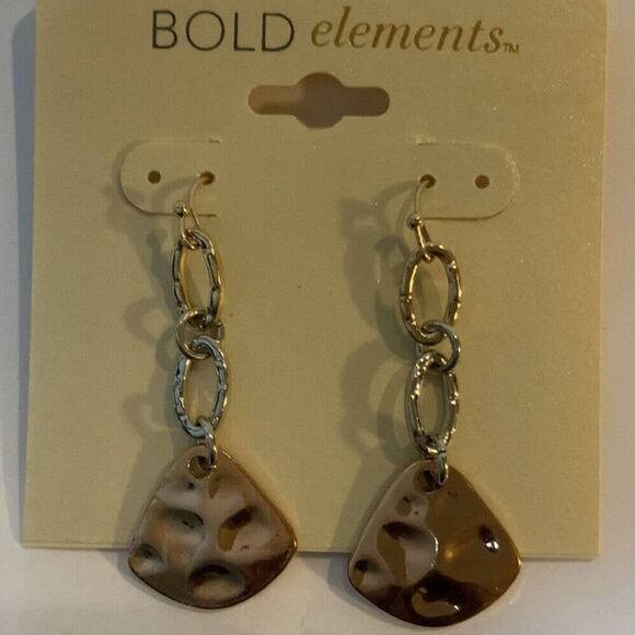 Fashion Jewelry Jewelry - Bold Elements Mixed Metals Two Tone Gold Silver Drop Earrings Fashion Jewelry